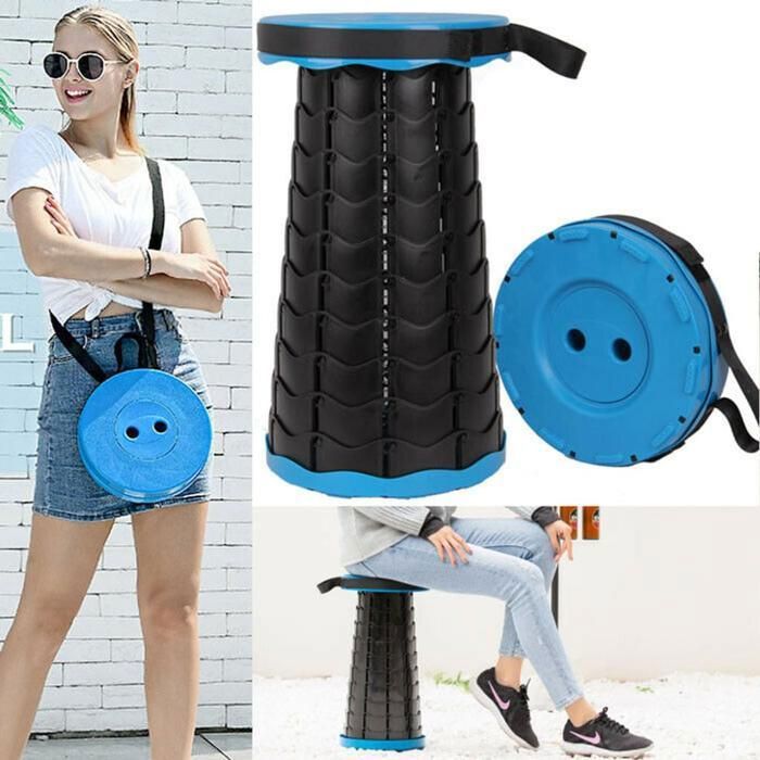 Tabouret pliant Chaise pliante Pliable Portable Léger Rétractable Grand pour Camping Pêche Voyager BBQ Intérieur Cuisine YYV