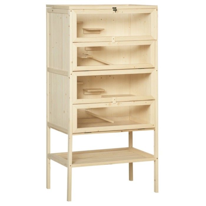 Comparer les prix de Cage En Bois Pour Hamster 5 Niveaux60x40x120cmToit Grillagé+rampes Pour Rongeurs/souris/hamsters Nains Bois Naturel Grande