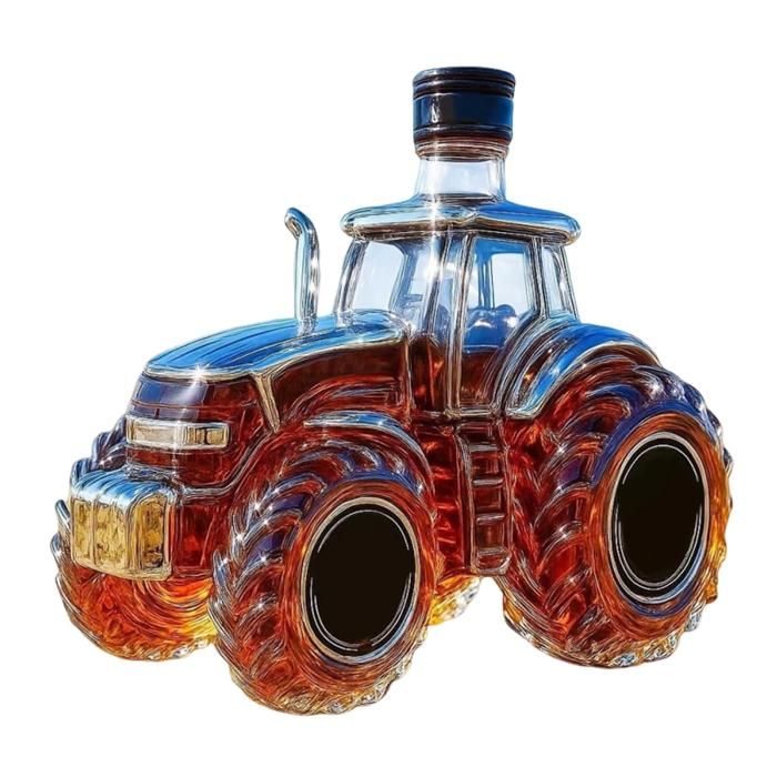 Bouteille Whisky 300ml Tracteur Fantaisie - Décanteur Verre Original Pour Bourbon, Cadeau Bar Original