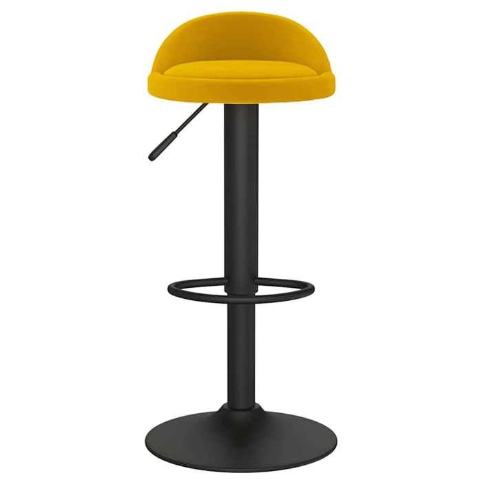 Tabouret de bar en velours - vidaXL - Jaune - 36x38x(72-94) cm - Pivotement à 360° - Hauteur réglable