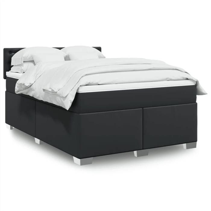 Lit avec sommier et matelas - vidaXL - 140x200 cm - Similicuir - Ressorts ensachés - Lumières LED - Surmatelas inclus