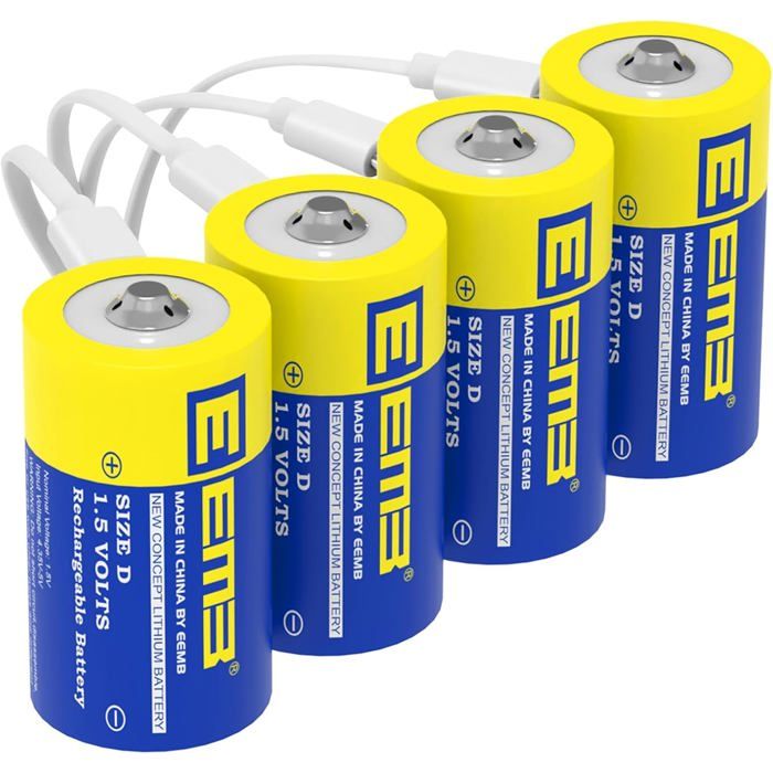 Piles rechargeables lithium-ion - JOZSI - 1 5V LR20 5550Mwh Rechargeables Par Usb-C Lot De 4 Pour Lampe De Poche