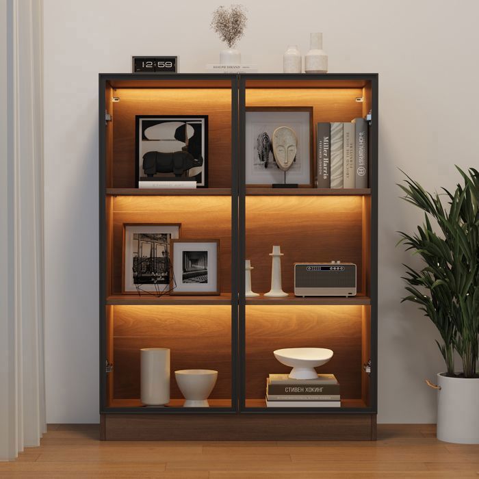 Vitrine en Verre avec Éclairage LED Meuble dExposition en Bois Naturel Vitrine de Collection 3 Niveaux 80x30x106 cm Vitrine en Verre avec Éclairage LED Meuble dExposition en Bois Naturel Vitrine de Collection 3 Niveaux 80x30x106 cm