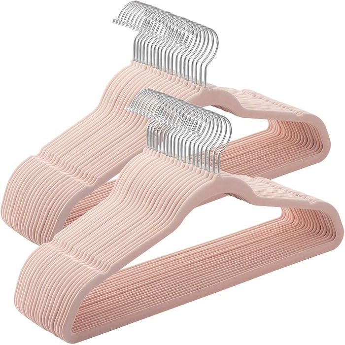 Lot de 50 Cintres Velours Adulte Longueur 41 5 cm Fin Grande Capacité de Charge avec Crochets 42 x 0 5 x 21 5 cm