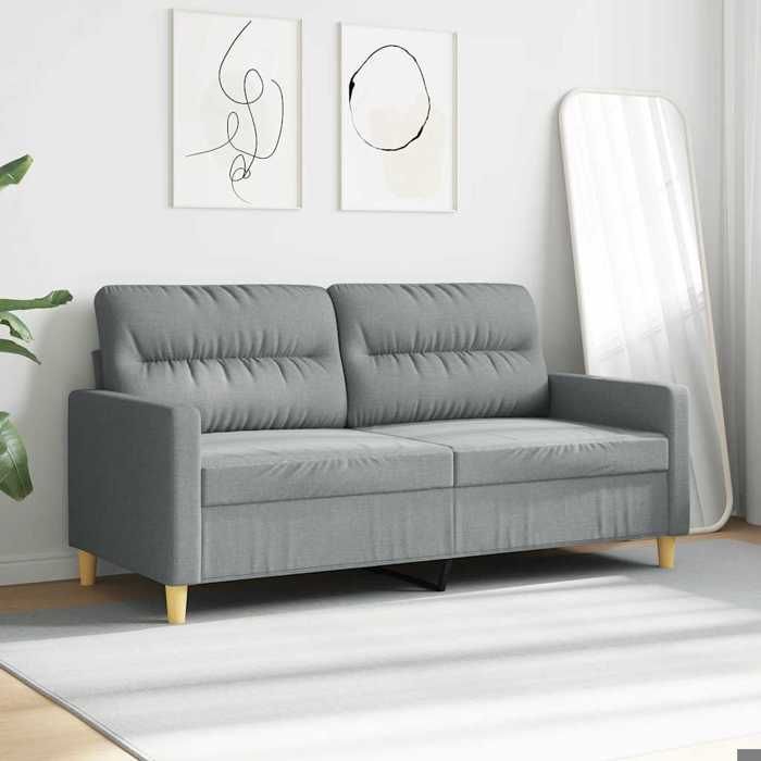 Gris SOFA - PHSH - Canapé avec 2 places - contemporain - Gris clair 140 cm tissu - C1607