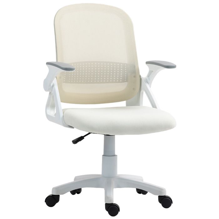Chaise de bureau - HOMCOM - ergonomique - pivotante - accoudoirs relevables hauteur réglable - maille - 575 x 60 x 101 cm - blanc