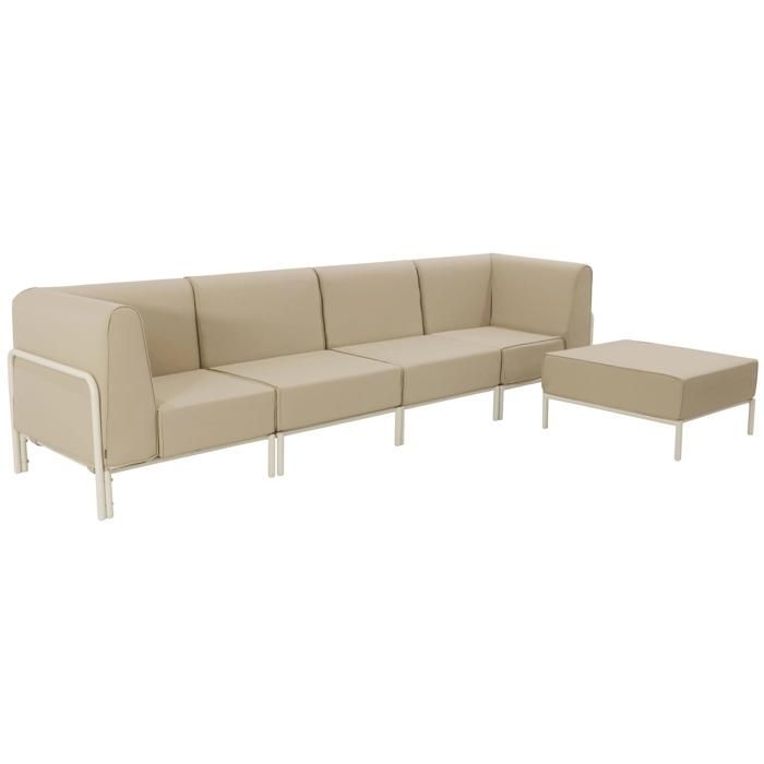 Salon de jardin bas modulable uni 5 places beige 288 x 80 cm Patio Oviala