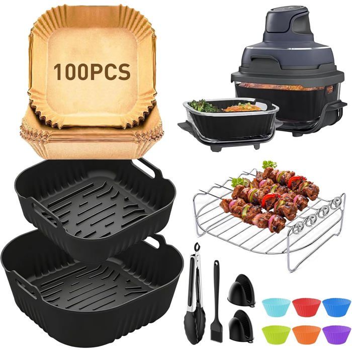 Accessoires pour friteuse à air - LEHRING - 13 pièces - Compatibilité Ninja Crispi 38L - Moules en silicone