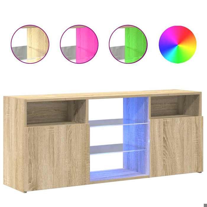 Cabinet TV rustique - PARAJ - Meuble TV/HIFI - avec lumières LED - pour chambre/salon - chêne sonoma 120x30x50cm3966662