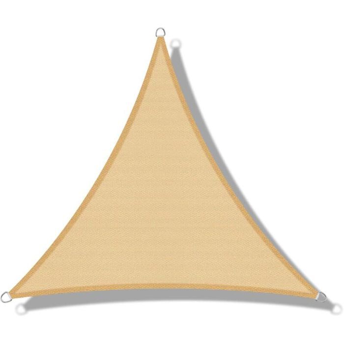 Voile ombrage triangulaire HDPE - Lot 1 - 5x5x5m sable - Protection UV pour terrasse jardin Aucuneary