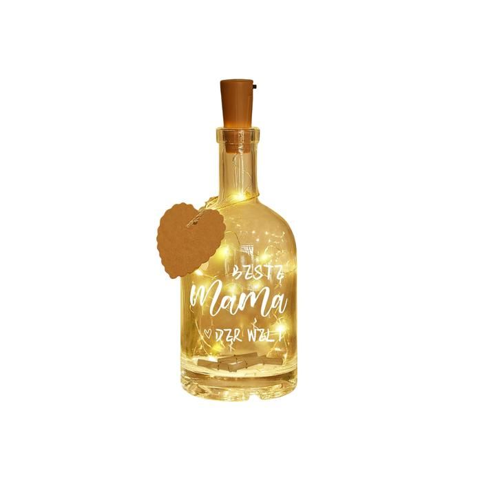 Lampe LED décorative bouteille - Seasboes - Verre & liège - Piles - Message «Meilleure Maman du monde»