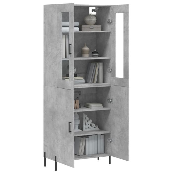 (6030)Meuble rangement - Buffet haut - contemporain - Gris béton 69 5x34x180 cm Bois dingénierie poid:53.55 kg