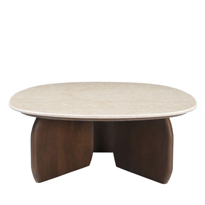 Dalila - Table basse en marbre et bois massif - Blanc ivoire Dalila - Table basse en marbre et bois massif - Blanc ivoire