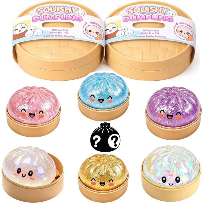 2pcs Dumplings Squishy Glitter Dumpling Squishy Toy with Steamer Box Jouet à Presser Portable à Paillettes Boulette Bao 2pcs Dumplings Squishy Glitter Dumpling Squishy Toy with Steamer Box Jouet à Presser Portable à Paillettes Boulette Bao