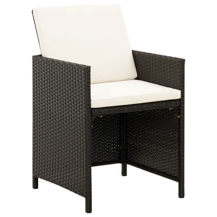 Lot de 4 jeu de chaise et tabouret de jardin - Solide&Luxe - Résine tressée - Noir - 52 x 60 x 85 cm - assise rembourrée（40259）