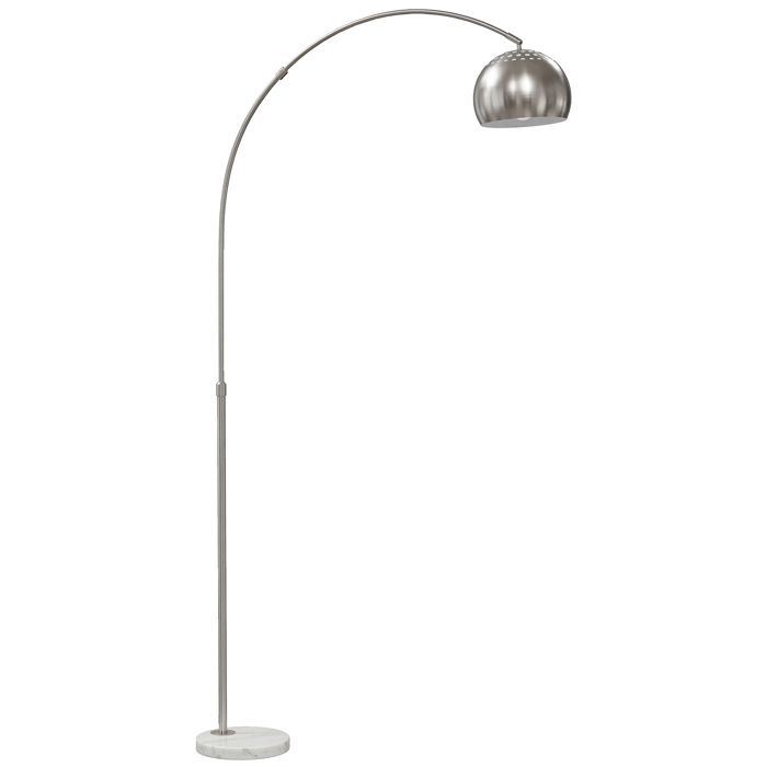 YWJ Lampe sur pied design en arc avec socle en marbre 167 cm argent