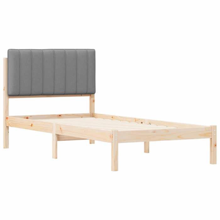 Structure de lit - HAOSHOP - Cadre de lit avec tête de lit rembourrée Gris clair 90 x 190 cm&01_120412