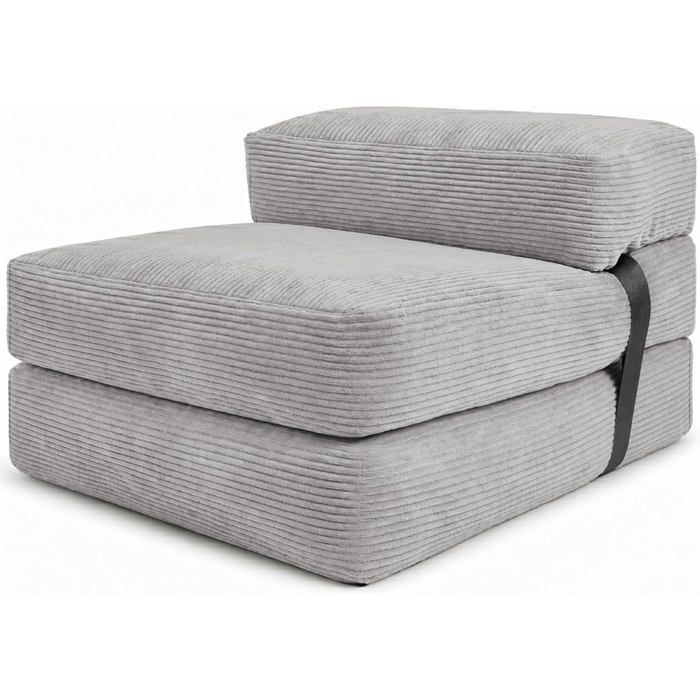 bananair Chauffeuse 1 place convertible 70 x 190 cm Velours côtelé Gris clair Canapé lit pliable bananair Chauffeuse 1 place convertible 70 x 190 cm Velours côtelé Gris clair Canapé lit pliable