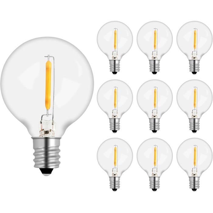 Lot De 10 Ampoules Led E12 G40 1W Equivalent À Ampoule Incandescente 7W Blanc Chaud 2700K Ac220-240V 100Lm Ip54 Étanche Non [IN148]