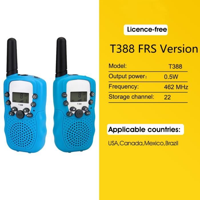 Talkie-Walkie Enfant 3 Pièces – 8 Canaux 3 Km Longue Portée Avec Lampe Torche – Cadeau 3-12 Ans