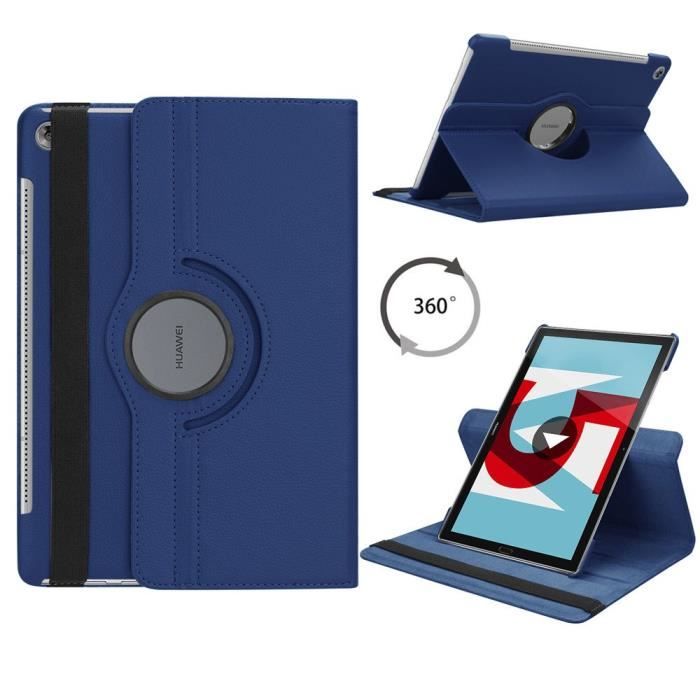 bleu foncé Tablette multimédia M5 10.8 Coque en cuir avec support rotatif à , étui pour Huawei MediaPad