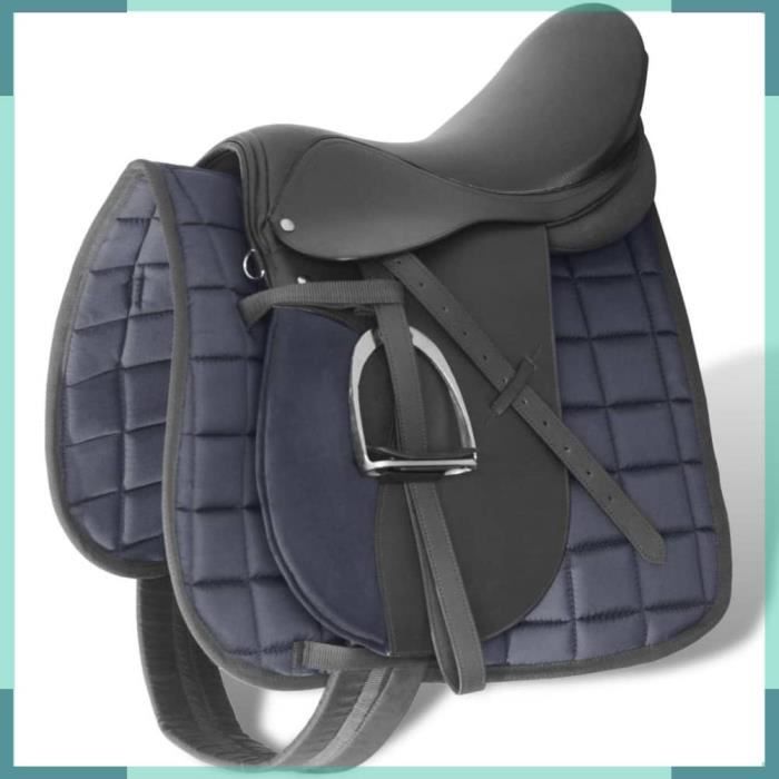 Comparer les prix de Set de selle équitation 5 en 1 - ASHATA - 17,5' - Cuir véritable - Noir - Confort optimal