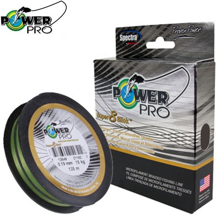 Fil De Pêche Tressé Power Pro 135m - Vert Mousse - Résistance Abrasion Et Faible Mémoire
