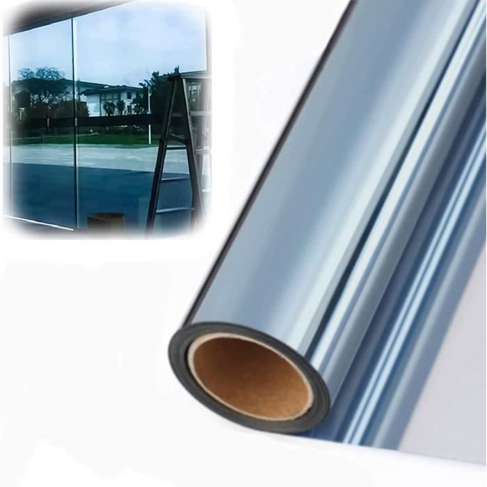 Film Miroir Autocollant Pour Fenêtre Argenté 45x200cm - Isolation Thermique Anti-UV Sans Résidus