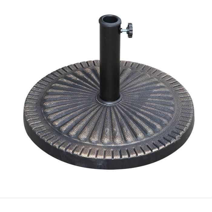 Abician Base Parasol Rond à Roulettes 24,7 Kg – Résine Bronze – Compatible 34/38/48 Mm – Très Stable