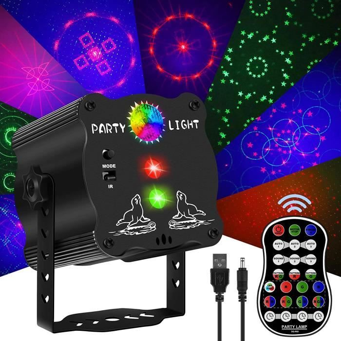 Boule disco à piles avec télécommande, pilotée par la musique, portable pour l'extérieur et l'intérieur, prise USB, lumière DJ, gadgets de fête, lumière disco, lumière stroboscopique