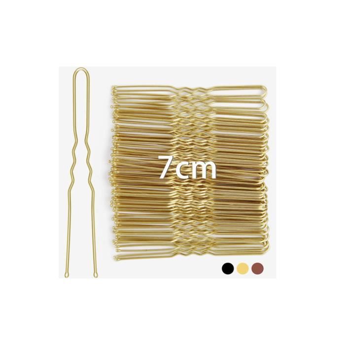 50 Pièces Pince Chignon 7cm en Forme de U épingles à Cheveux Pince Cheveux Métal Forme de Grande Barrette Cheveux Femme Pins (Or)