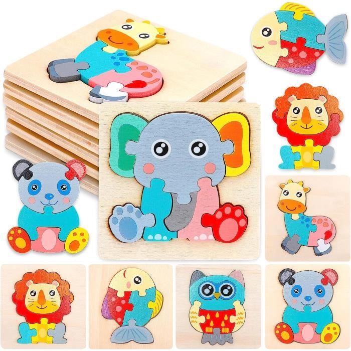 Puzzle en Bois pour Enfants - Jouet Montessori Animaux 3D - Puzzle à ...