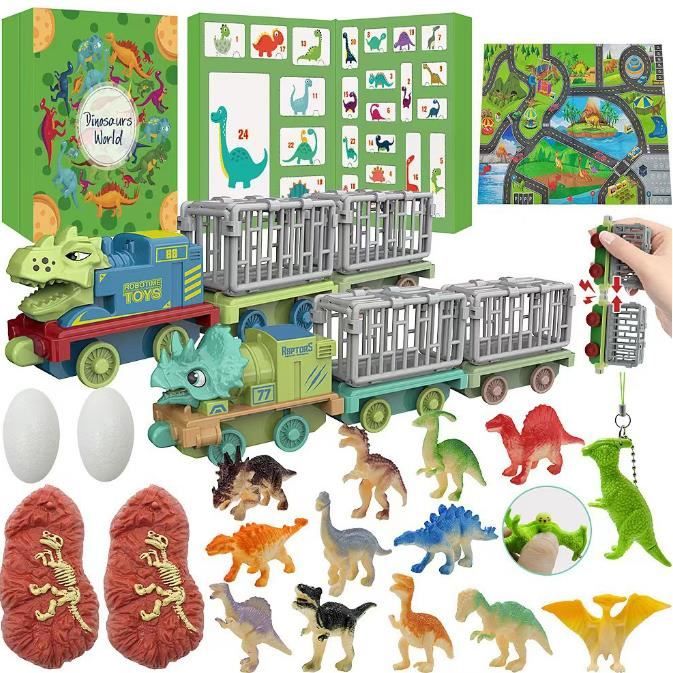 KreativeKraft Calendrier De L'Avent 2024 Enfant - 24 Jouets Animaux Dinosaures Multicolores Zoo - Surprises Quotidiennes