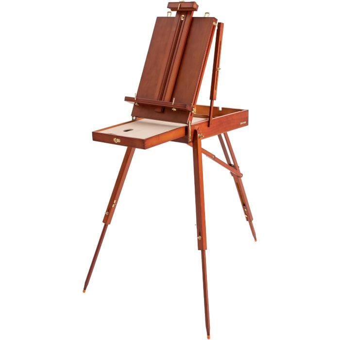 MEEDEN Grand chevalet français en bois de hêtre pliable et portable pour professionnels, artistes et amateurs de peinture en déplacement