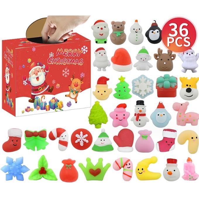 Calendrier De L’Avent Squishy Kawaii - 24 Jouets Mochi Mous - Dinosaures, Licornes, Ours… - Cadeau De Noël Anti-stress