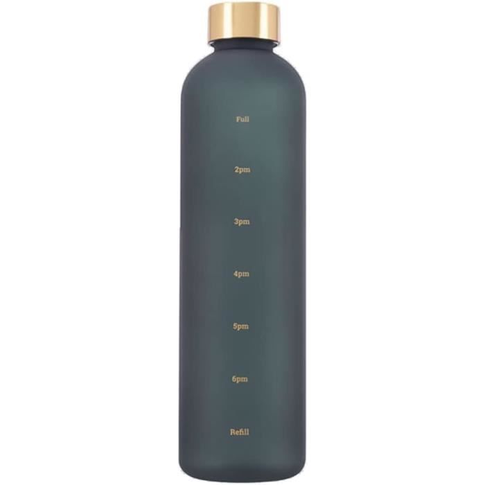 HoneyHolly Gourde Sport, 1L Bouteille D'eau Avec Paille, Avec Marqueur De Temps De Motivation, 2