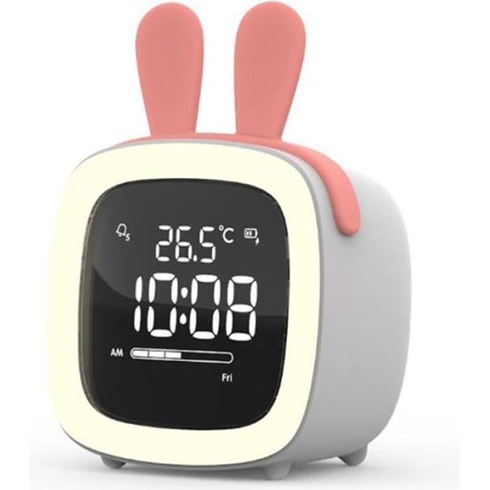 Reveil Enfants Variete Veilleuse Led De Bebe Reveil Avec 5 Styles Oreille Portable Nuit Lampe De Chevet Usb Rechargeable Gris Cdiscount Jeux Jouets