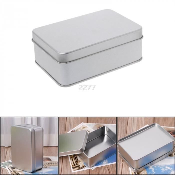 Petite bo/îte de rangement en m/étal de forme rectangulaire pour pi/èces de monnaie