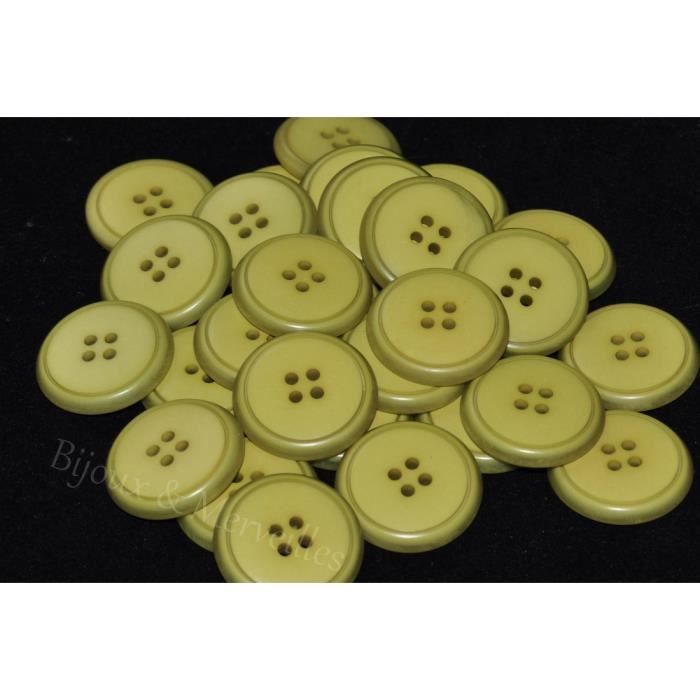 Lot De 9 Boutons Plastique Vert Avocat - 20x22 Mm - Pour Couture Et Créations