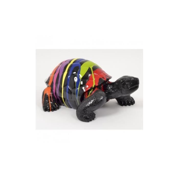 Statuette Tortue En Céramique - Blanche Et Multicolore - TDK IMPORT - Neuf