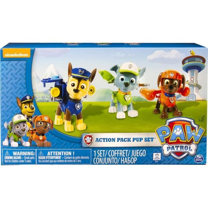 figurine - paw patrol collector - coffret pat patrouille 3 chiens transformables : zuma rocky et chase