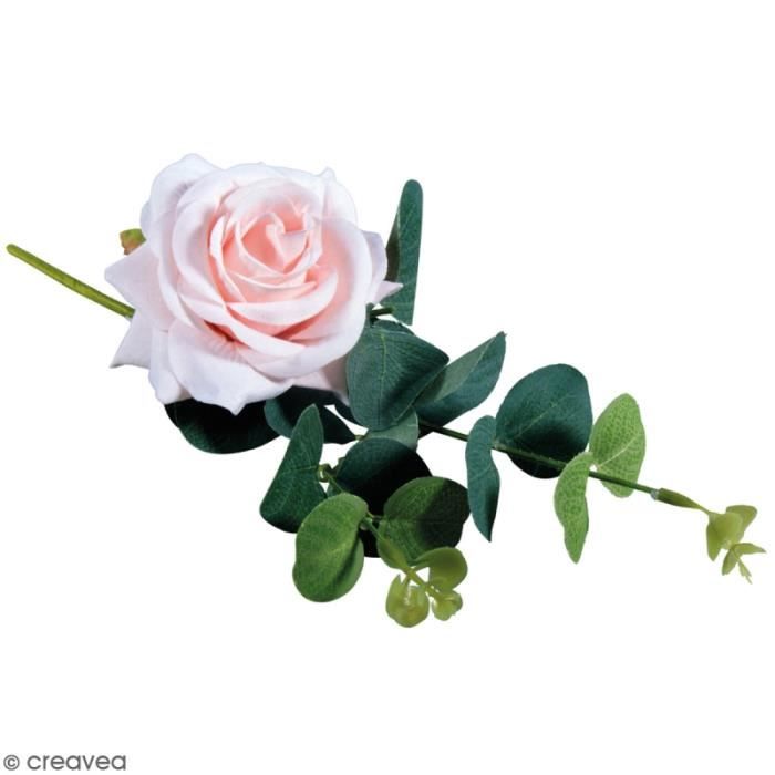 Fleur Artificielle avec tige - Rose rosée avec eucalyptus - 28 cm -  Cdiscount Maison
