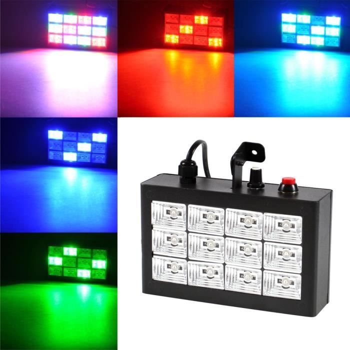 Stroboscope LED qui réagit au son Stroboscope réglable rouge, vert et