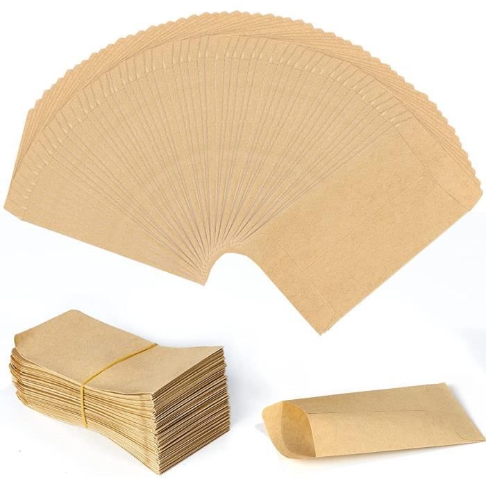 150 Mini Sachets Kraft 6x10 Cm - Avec Étiquettes - Pour Cadeaux, Bijoux, Bonbons