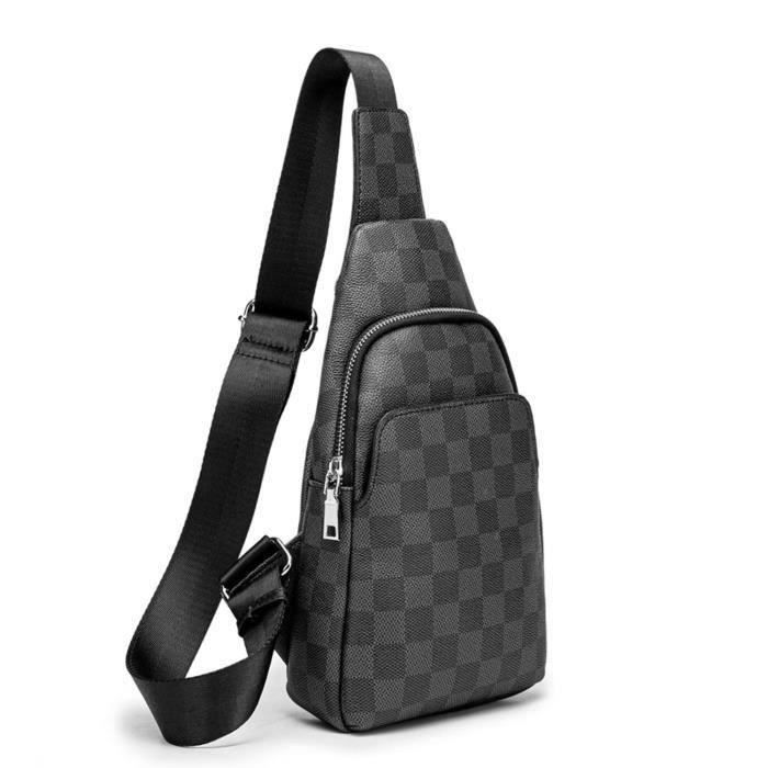 Sac Bandoulière Crossbody Homme/Femme - 23x13x37cm - Toile Et Cuir - Voyage, Randonnée, Quotidien