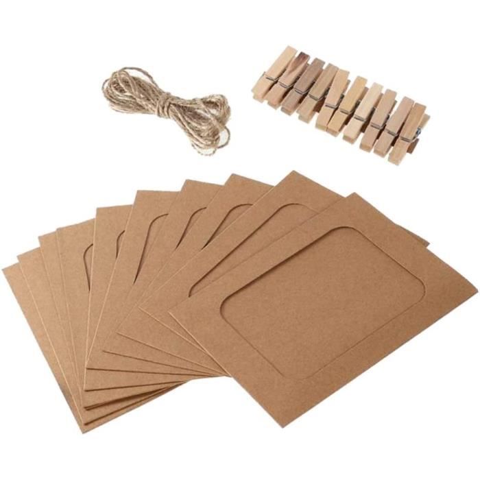 Lot De 30 Cadres Photo En Papier Noir Avec Clips - 10,2x15,2 Cm, Ficelle Incluse, Pour Décoration Murale DIY