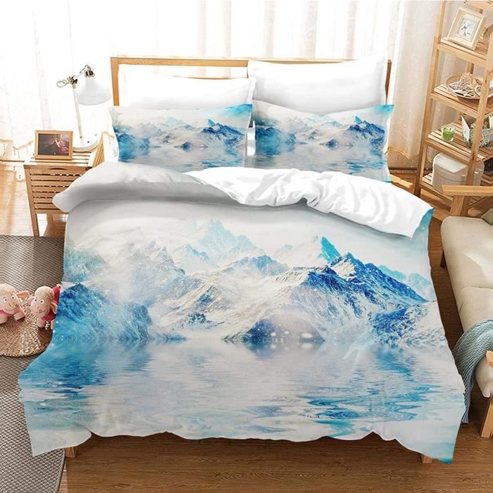 Housse de Couette Paysage De Montagne De Neige Glacier Fermeture