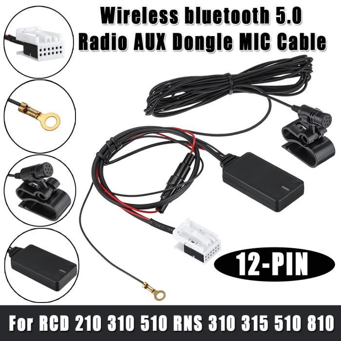 12PIN Adaptateur Auxiliaire Bluetooth 5.0 Câble Audio Bluetooth Pour VW Skoda RCD 210 310 510 RNS 310 315 510 810