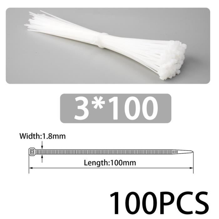 Collier De Serrage Plastique Lot De 100 Colliers De Serrage Noirs 8mm - Résistance 75kg - Pour Câbles Et Tuyaux Collier Serre Cable Grande Taille