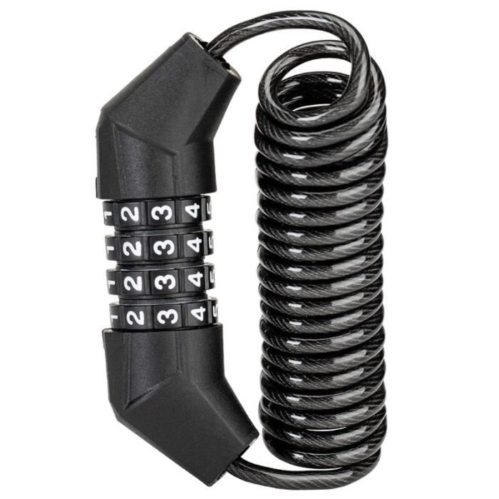 Antivélo à Code 5 Chiffres - Câble Acier De 2 M, Diamètre 12 Mm - Pour Vélo, Scooter, VTT, Moto - 7